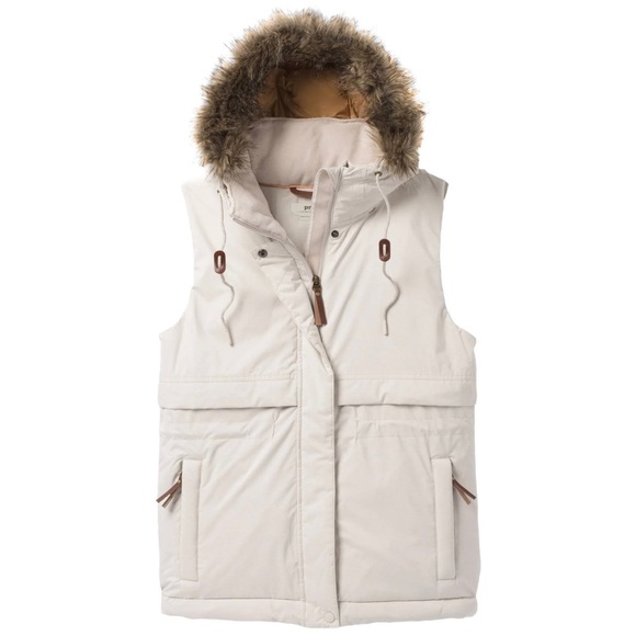 PRANA Banajaara Vest w Faux Fur Hood NWT - Picture 1 of 7